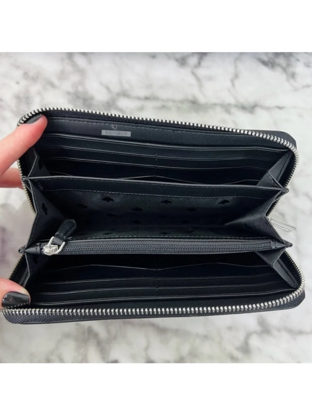 Kate Spade Two-Tone Gray and White Zip-Around Wallet